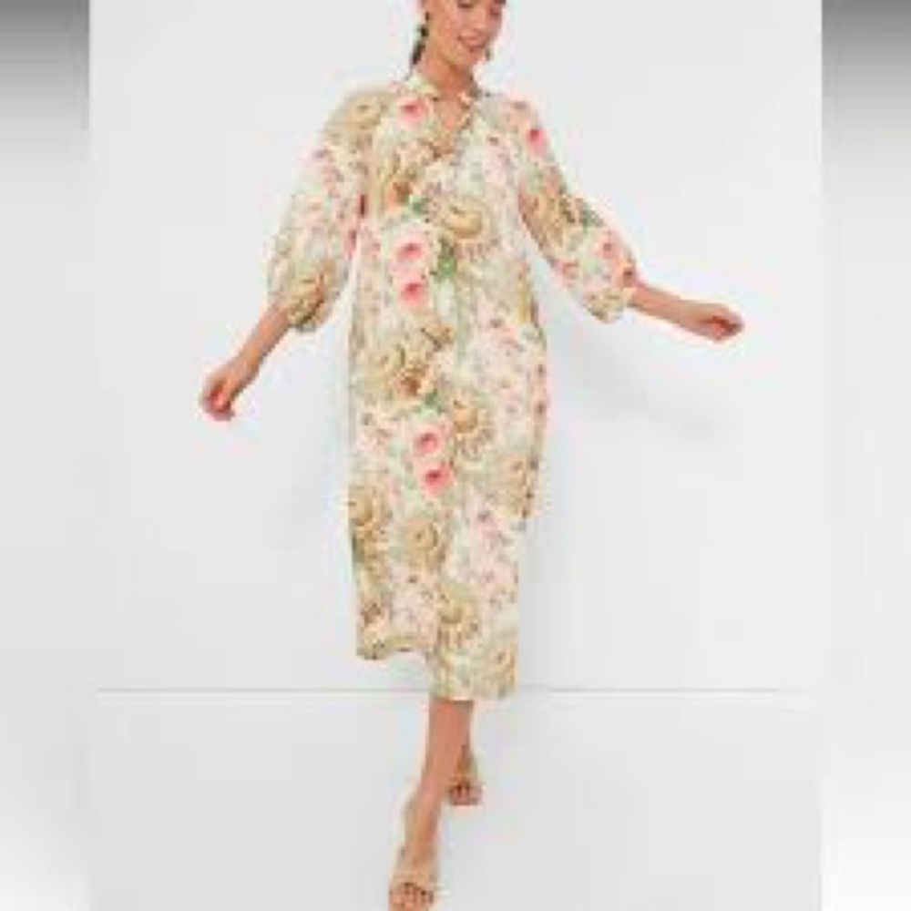 Tuckernuck Floral Midi Dress - Pink and Green
